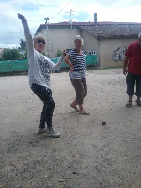 A winner - Denise and Gai Australian volunteers at La Giraudiere enjoy a game of Petanque