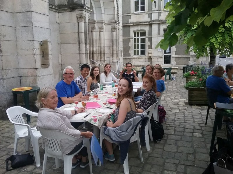 Beautiful location for dinner in the Chalais Chapel yard under the trees