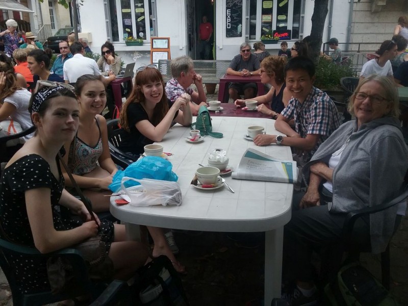 The volunteers meet up for coffee and sharing stories of their weekend jaunts