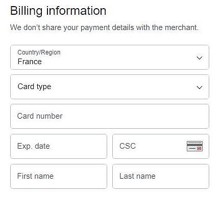 billing information paypal