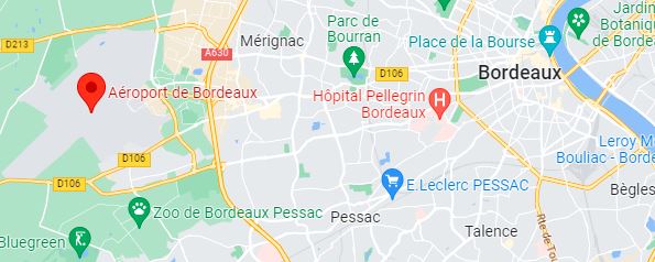 map bordeaux airport